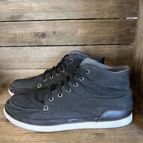 Mens Olukai Nalukai Kapa Black Canvas Comfort Ankle Boots Size‎ 9 M GUC main image 5